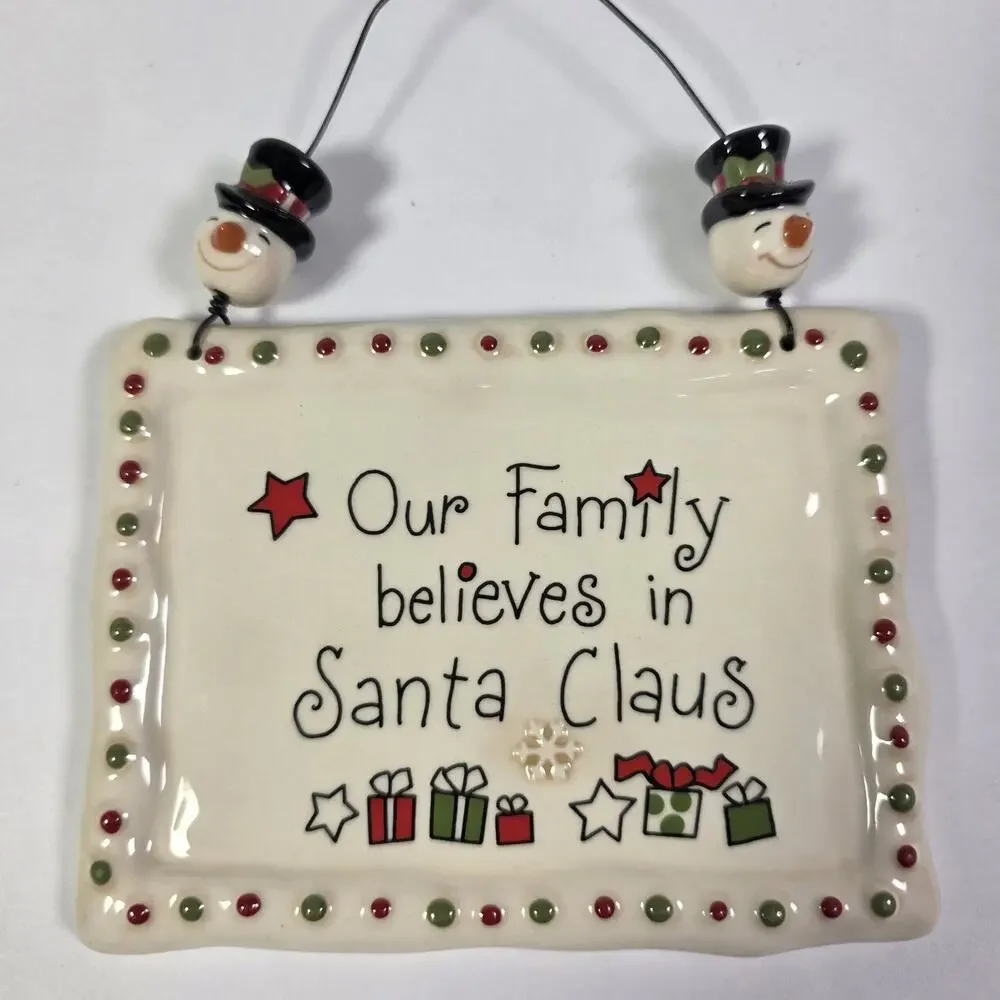 Grasslands Road Ceramic Christmas Hanging Signs Snowman Holiday Plaques Lot 2